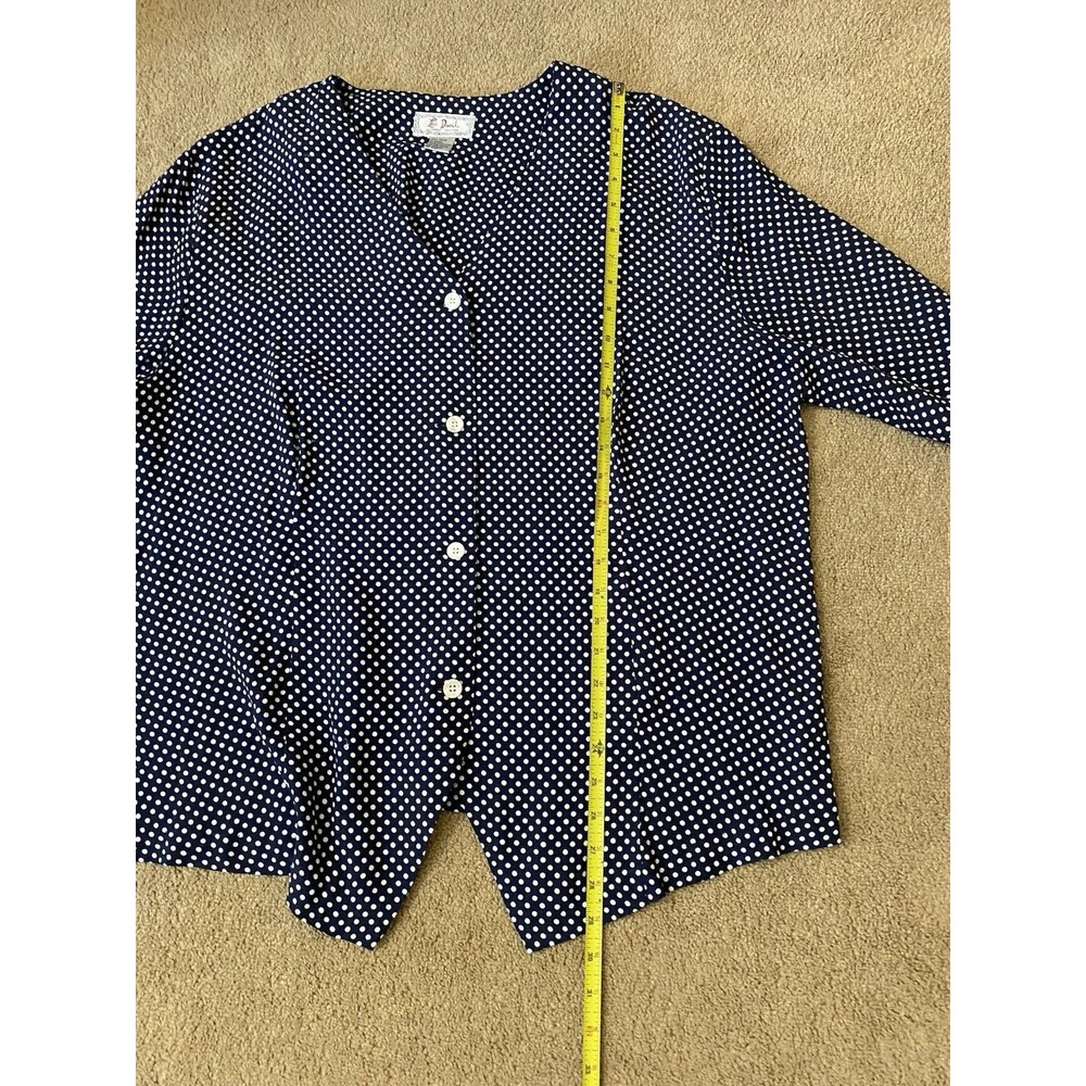 Vintage Lee David 80’s Skirt Suit Set Navy White Polka Dot Grandmacore Size 20W - Picture 9 of 16